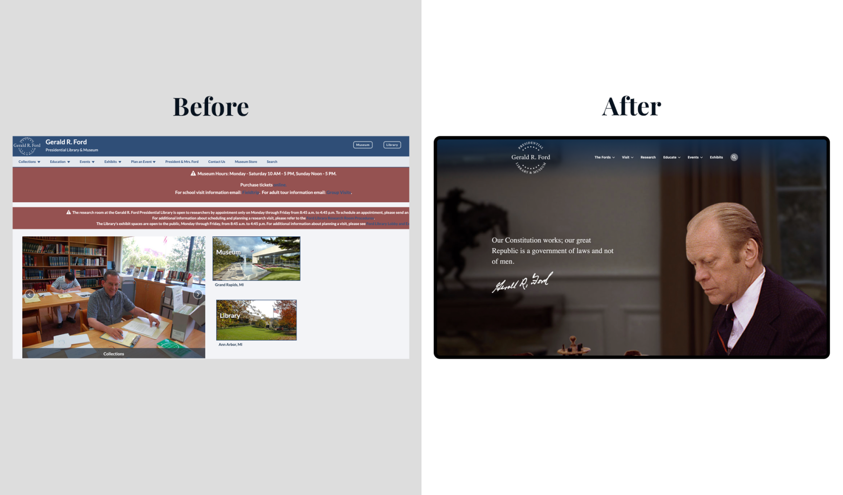 Gerald Ford library before and after