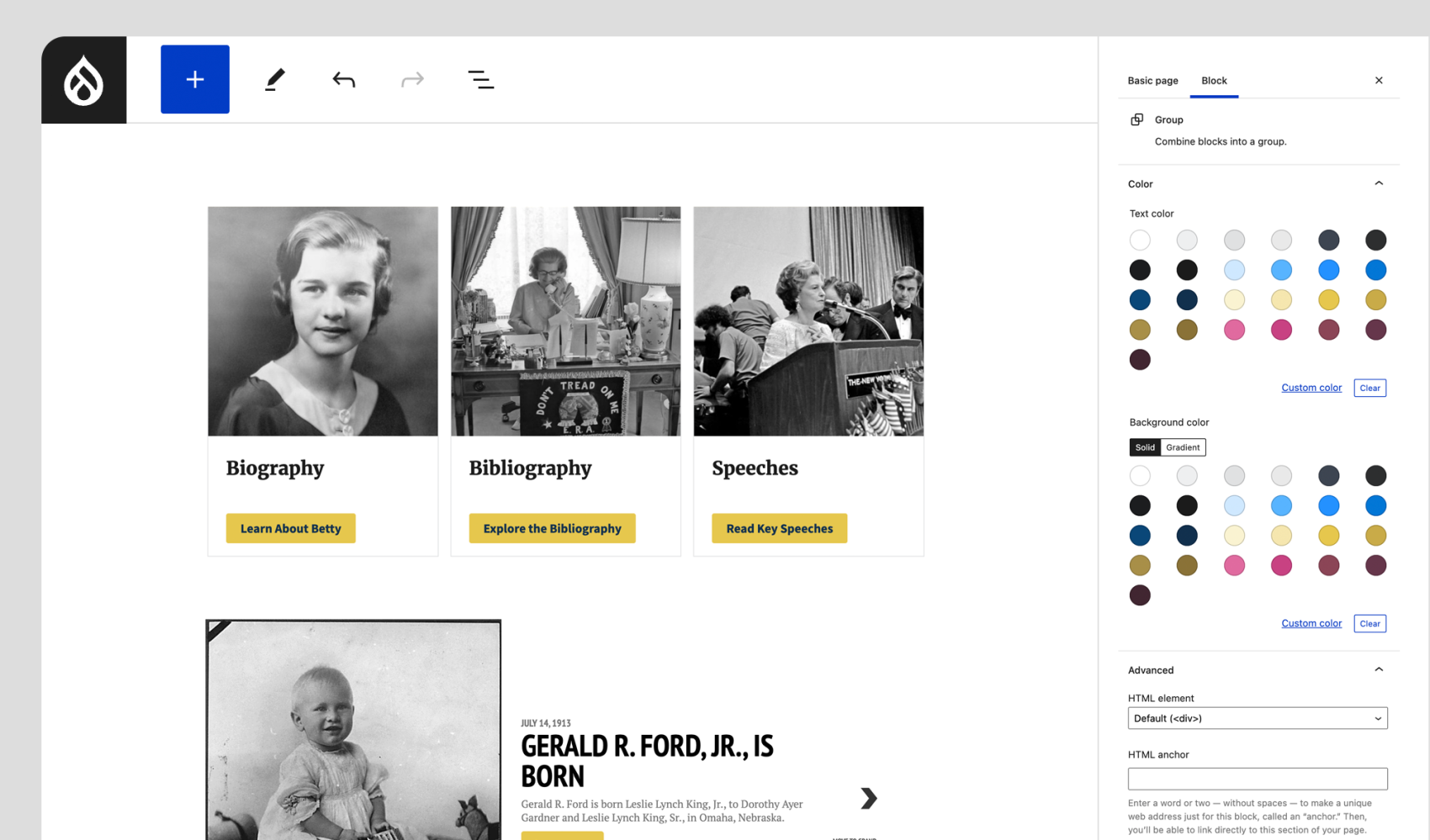 Gerald Ford gutenberg editor