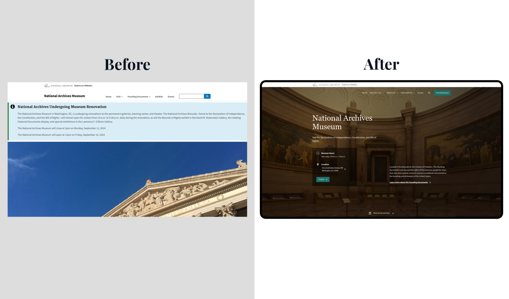 Museum before and after