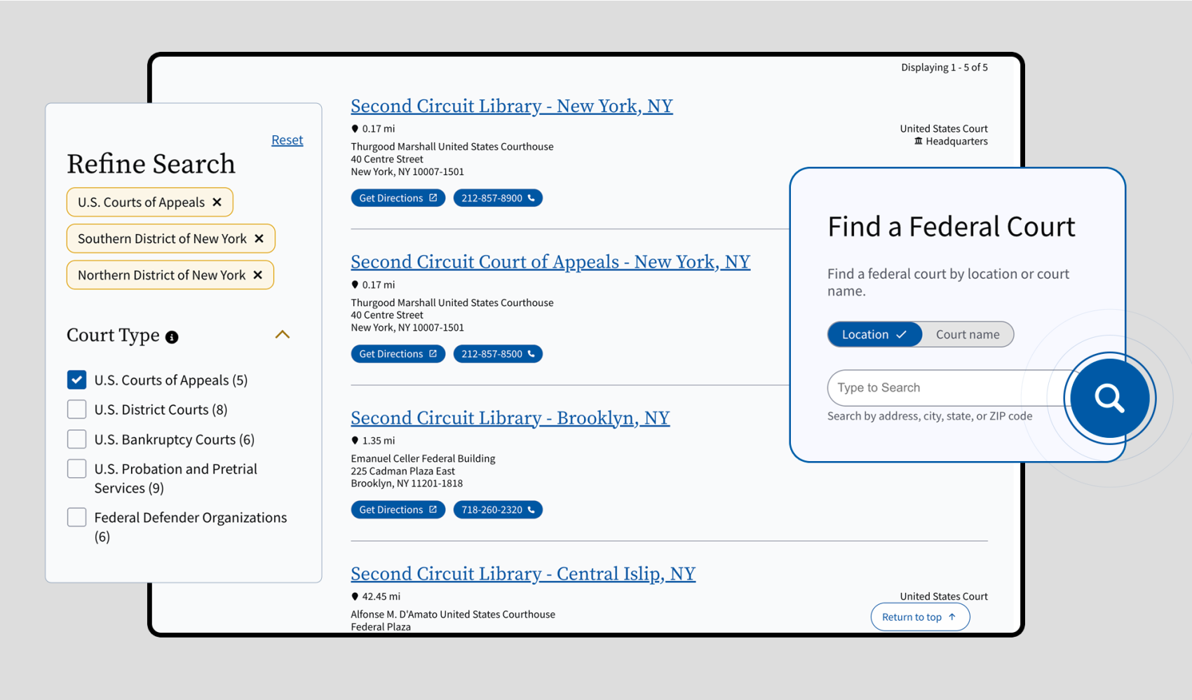 U.S. Court solution finder